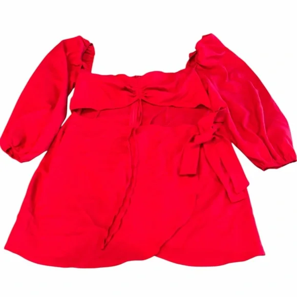 Pretty Little Thing Red Ruched Cut Out Bodycon Dress Plus Size 22 NWOT - Picture 3 of 5